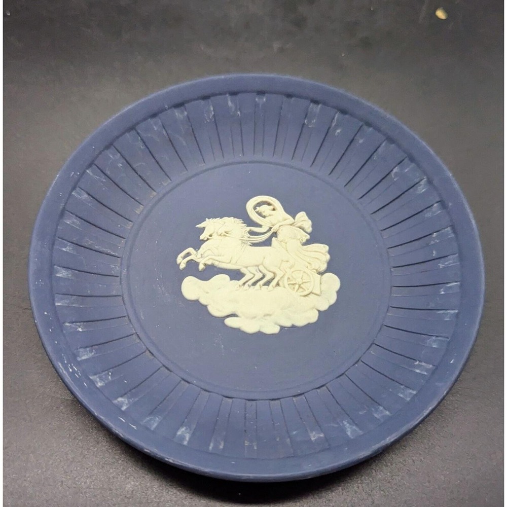 Vintage Wedgwood England Jasperware Blue Pin‎ Tray Classical Theme 4.5